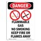 Signmission OSHA Danger Sign, Flammable Gas No Smoking, 24in X 18in Rigid Plastic, 18" W, 24" L, Portrait OS-DS-P-1824-V-1236 - alternate 1